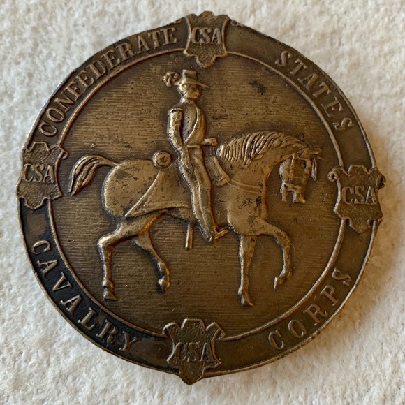 Vintage Brass Confederate States Cavalry Corps Belt Buckle 1970's CSA - Picture 7 of 7